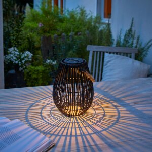 B-Ware LED Solar Geflechtlaterne Gartenlampe Solarleuchte...
