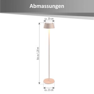 B-Ware Northpoint Akku LED Stehleuchte dimmbar kabellos höhenverstellbar bis 120cm warmweiß Stehlampe In- und Outdoor Garten Balkon Terrasse Metall beige