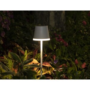 B-Ware 2in1 LED Solar Gartenleuchte Tischleuchte nachhaltige Beleuchtung für Garten Terrasse Balkon Lampe weiß