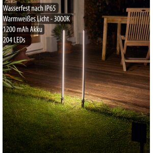 B-Ware Solar LED Wegeleuchte Gartenleuchte Außenbeleuchtung warmweiß wasserdicht mit Solar Panel 1200mAh wiederaufladbarer Akku